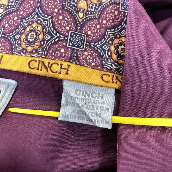 Cinch Shirt Mens Sz Med Maroon Red Flip Cuff Button Down Western Outdoors Rodeo - Picture 9 of 11